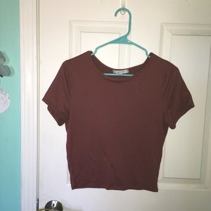 -red crop top tee-